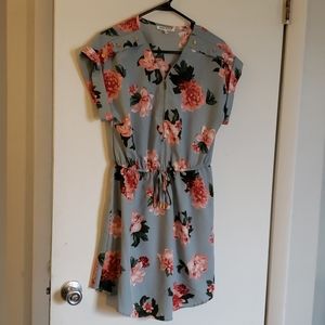 Blue dress with floral pattern